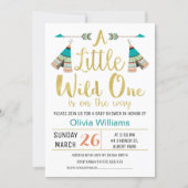 Tribal Little One Faux Gold Baby Shower Invitation (Front)
