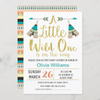 Tribal Little One Faux Gold Baby Shower Invitation