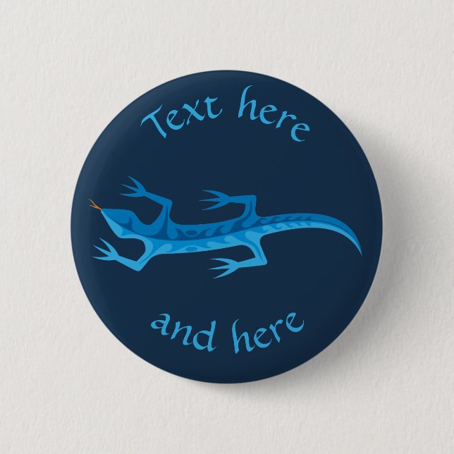 Tribal Lizard Blue Button (Front)