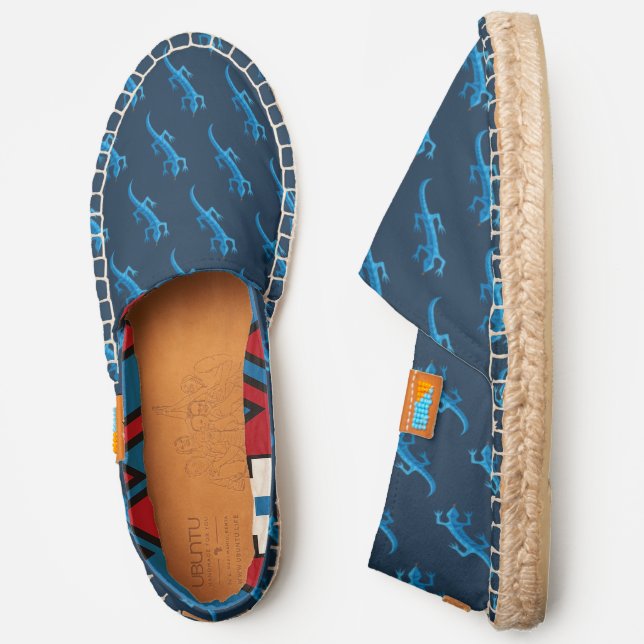 Tribal Lizard Blue Pattern Espadrilles (Side)