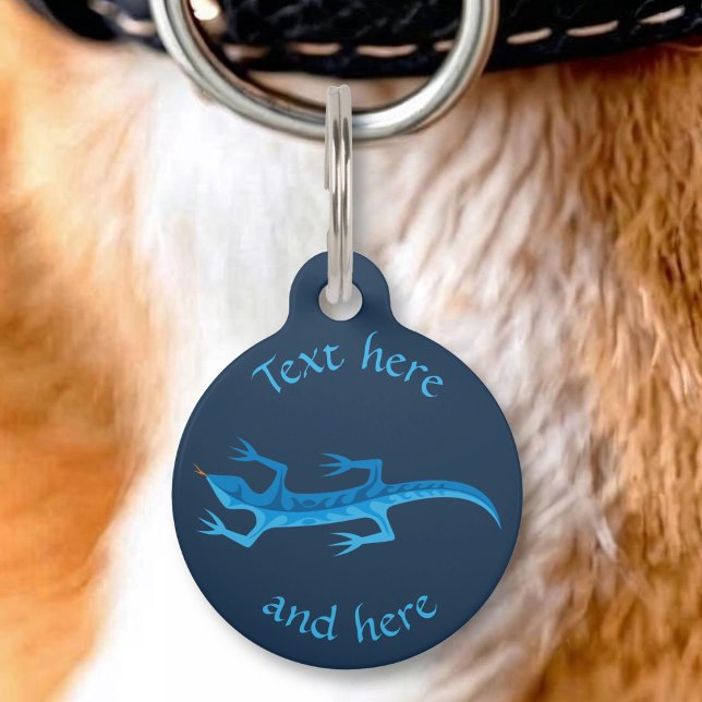 Tribal Lizard Blue Pet ID Tag (Creator Uploaded)