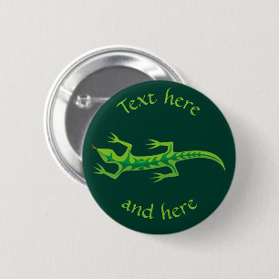 Tribal Lizard Green Button