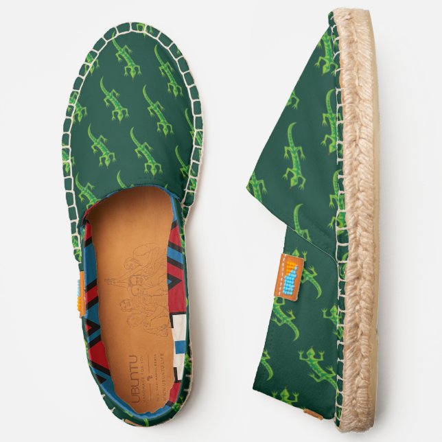 Tribal Lizard Green Pattern Espadrilles (Side)