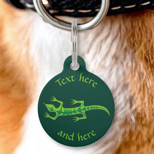 Tribal Lizard Green Pet ID Tag (Creator Uploaded)
