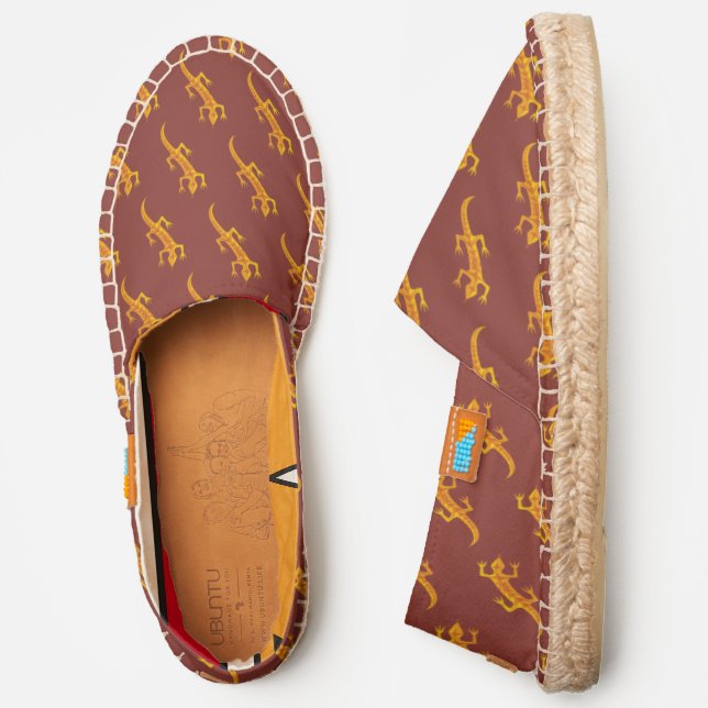 Tribal Lizard Orange Pattern Espadrilles (Side)