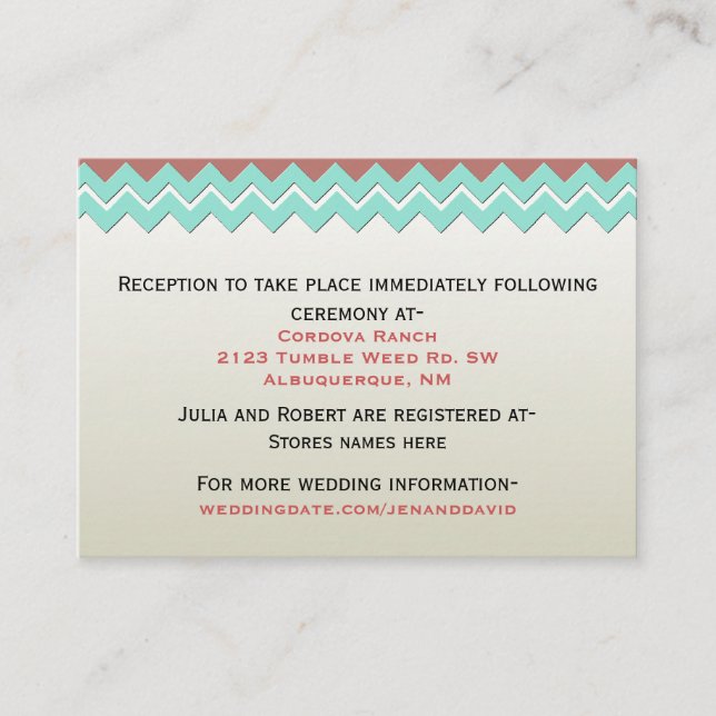 Tribal Lizards Southwestern Wedding Enclosure Card (Front)