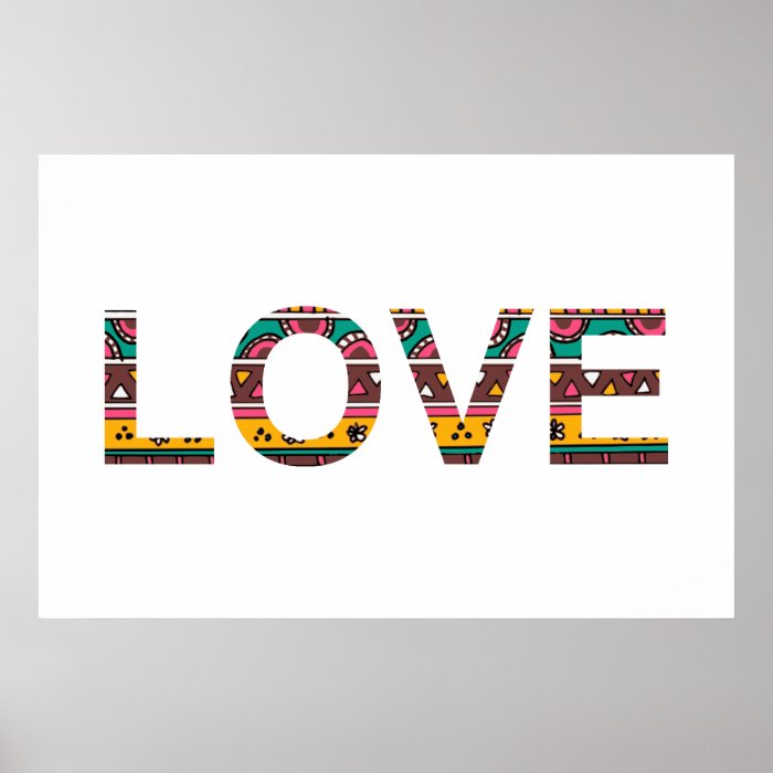 Tribal Love Word Art Posters