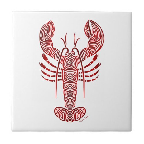 Tribal Maine Lobster Ceramic Tile