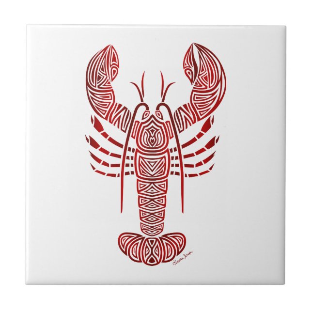 Tribal Maine Lobster Ceramic Tile (Front)