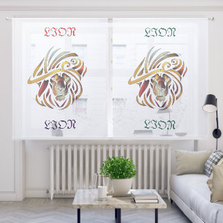 Tribal Majesty: Geometric Lion Collection Sheer Curtains