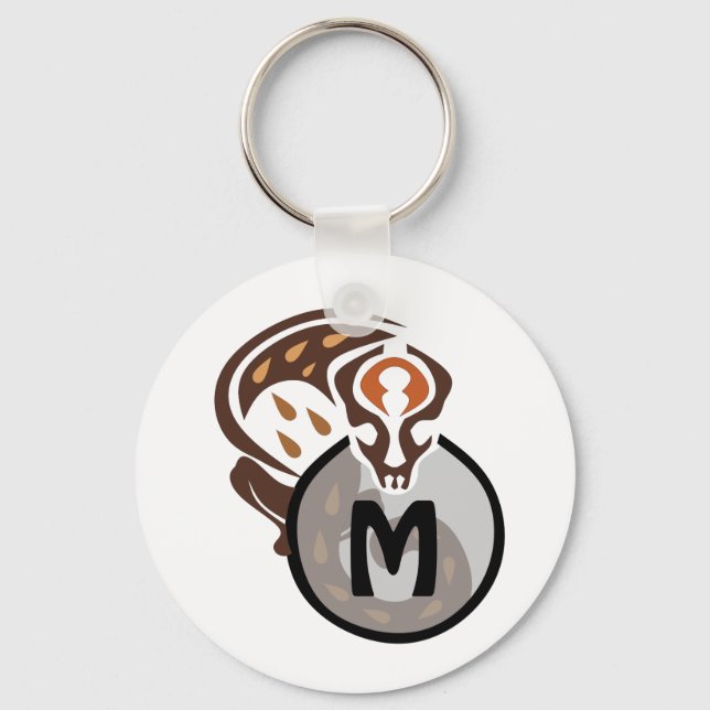 Tribal Malaysian Cat Gecko Monogram Keychain (Front)