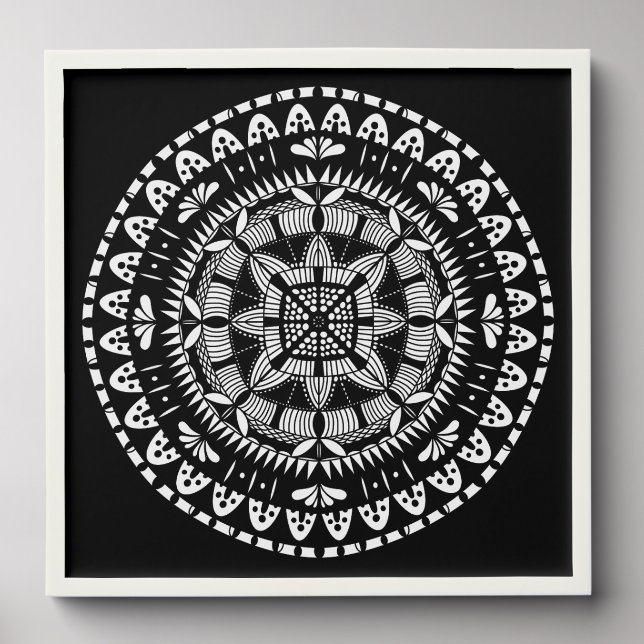 Tribal Mandala - black and white Peel And Stick Photo Tile (Front Set)