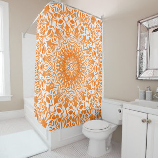 Tribal Mandala Orange Shower Curtain