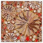 Tribal Mandala Print, Brown, Beige and Red Fabric