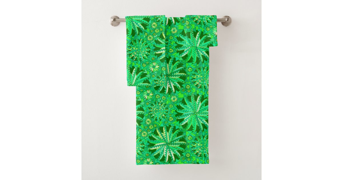 Tribal Mandala Print, Emerald and Lime Green Bath Towel ...