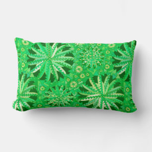 Tribal Mandala Print, Emerald and Lime Green Lumbar Pillow
