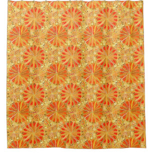 Tribal Mandala Print, Mustard Gold and Orange Shower Curtain