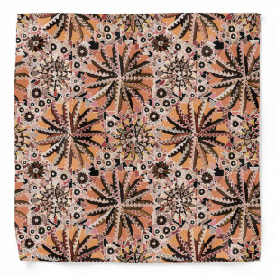 Tribal Mandala Print, Taupe Tan and Beige Bandana