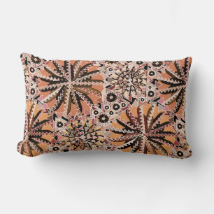 Tribal Mandala Print, Taupe Tan and Beige Lumbar Pillow