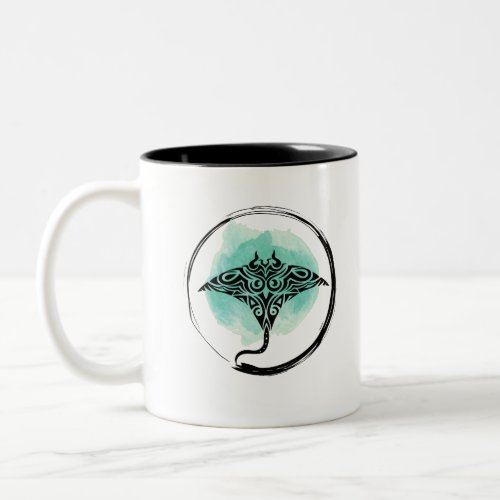 Tribal Manta Ray design Two_Tone Coffee Mug