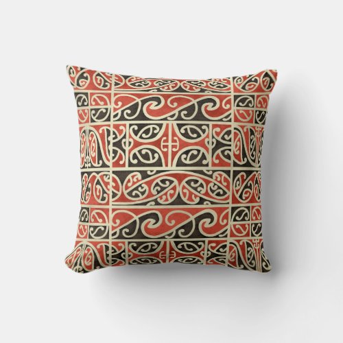 Tribal Maori Kowhaiwhai Koru New Zealand Pattern Throw Pillow