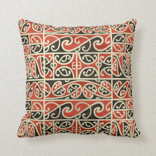 Tribal Maori Kowhaiwhai Koru New Zealand Pattern Throw Pillow