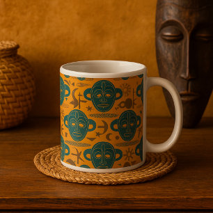 Tribal Mask African Ethnic Face Pattern Coffee Mug