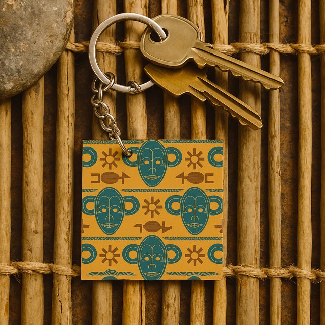 Tribal Mask African Ethnic Face Pattern Keychain (Creator Uploaded)