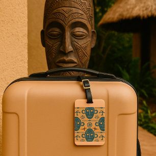 Tribal Mask African Ethnic Face Pattern Luggage Tag