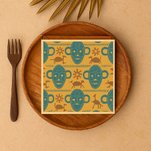 Tribal Mask African Ethnic Face Pattern Napkins