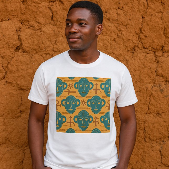 Tribal Mask African Ethnic Face Pattern T-Shirt (Creator Uploaded)