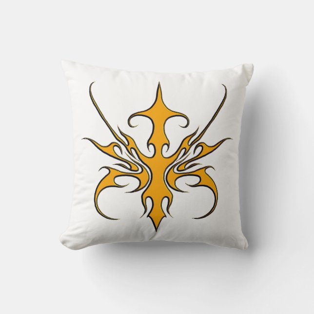 Tribal Mask Design - Orange Throw Pillow (Front)