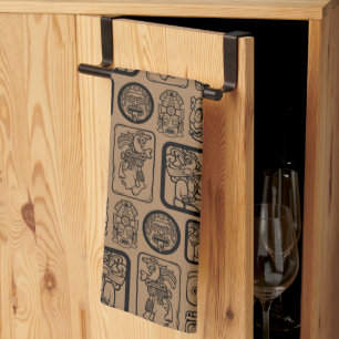 Tribal MAYA ancient mask pattern 1 Kitchen Towel
