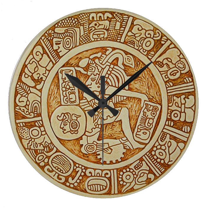 Tribal Maya Warrior Round Wall Clock Aztec Clock