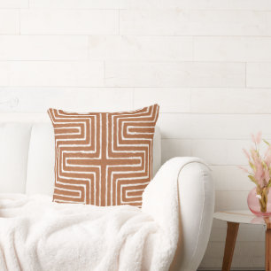 Tribal Maze Mud Cloth Pattern African Throw Pillow