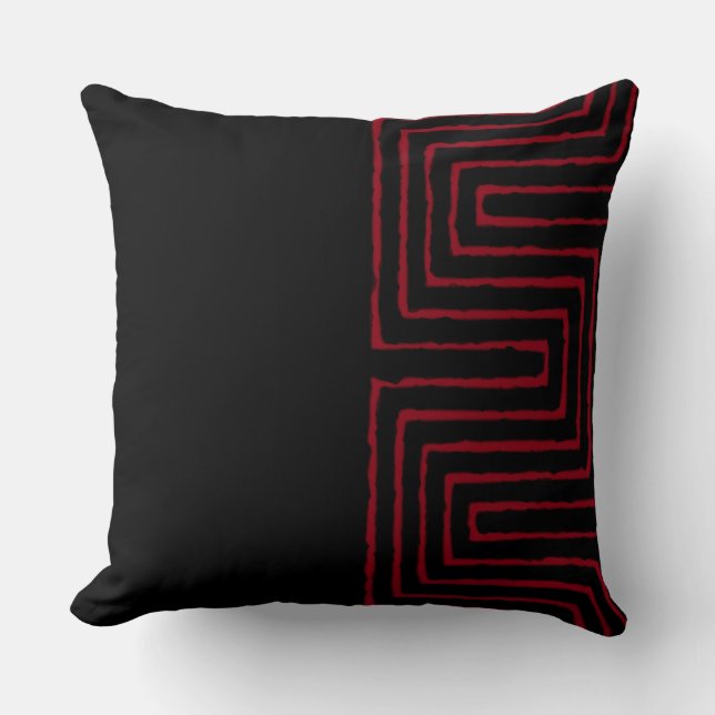 Tribal Maze Mud Cloth Pattern African Throw Pillow (Front)