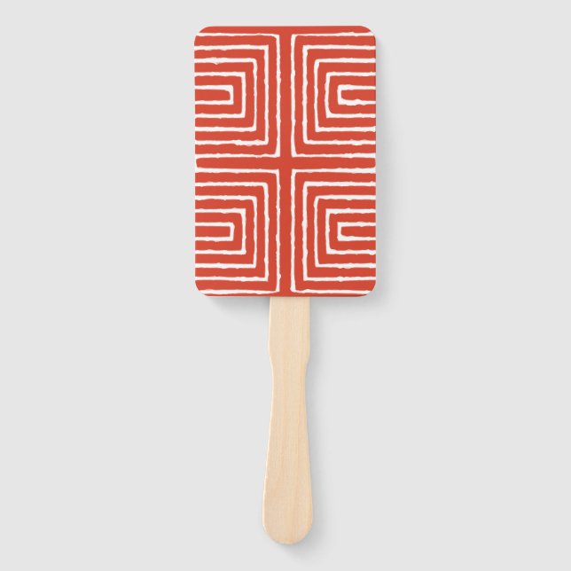 Tribal Maze Pan African Pattern Mud Cloth Hand Fan (Front)