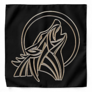 Tribal Metallic Howling Wolf Emblem Bandana