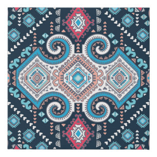 Tribal mexican vintage ethnic seamless pattern faux canvas print