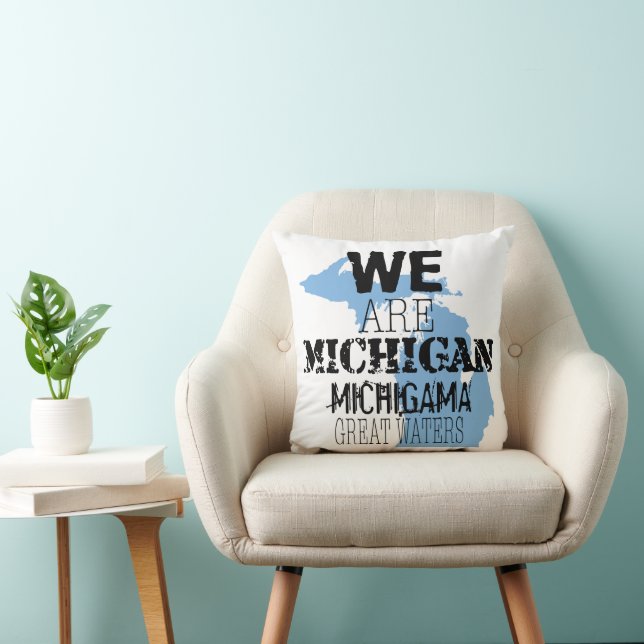 Tribal Michigan Michigama Great Waters Up North Throw Pillow (Chair)
