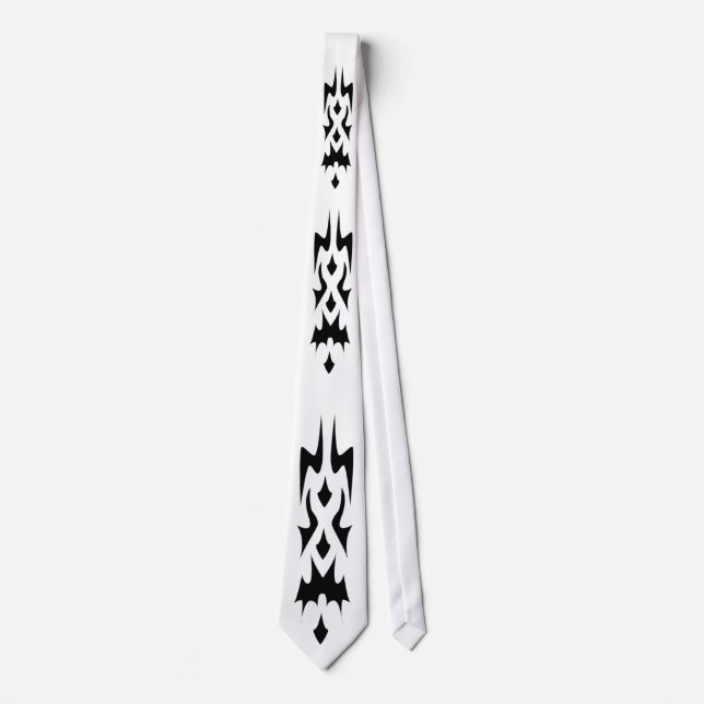 Tribal minimalist black and white modern tie (Front)
