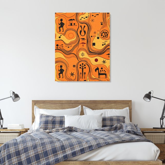 Tribal Minimalistic Ethnic art Canvas Print (Insitu(Bedroom))
