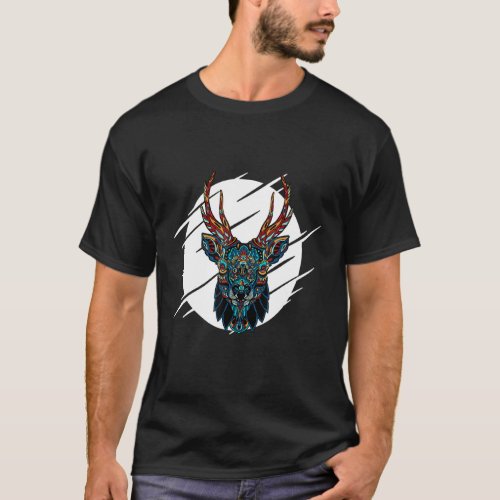 Tribal Moose Head T_Shirt