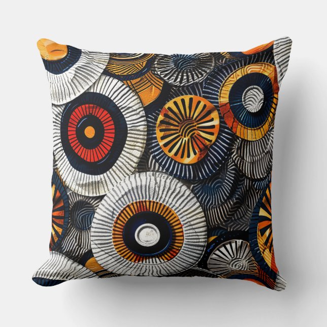 Tribal Mosaic Patterns Throw Pillow (Front)