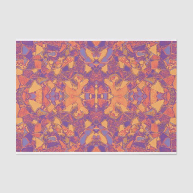 Tribal Mosaic Purple Orange Yellow Bohemian Tissue Paper (Front)