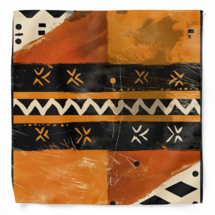 Tribal motifs in black and earth tones Bandana