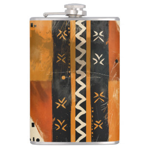 Tribal motifs in black and earth tones flask