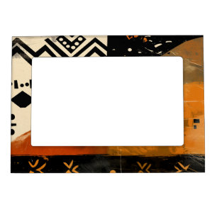 Tribal motifs in black and earth tones magnetic frame