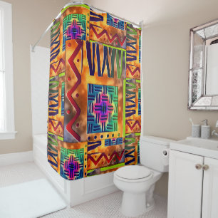 Tribal Mud Cloth Print Shower Curtain