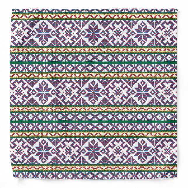 Tribal Multicolored ancient symbol folk art design Bandana (Front)